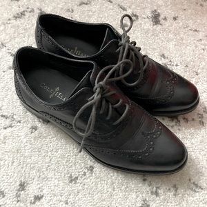 Cole Haan Black Leather Oxfords